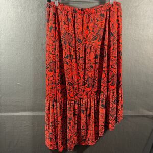 y2k women maxi skirt 20w red tiered peasant asymmetrical fairy grunge whimsigoth